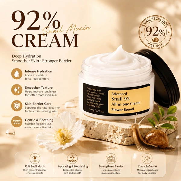 92% Snail Mucin Cream: Deep Hydration, Smoother Skin, Stronger Barrier
